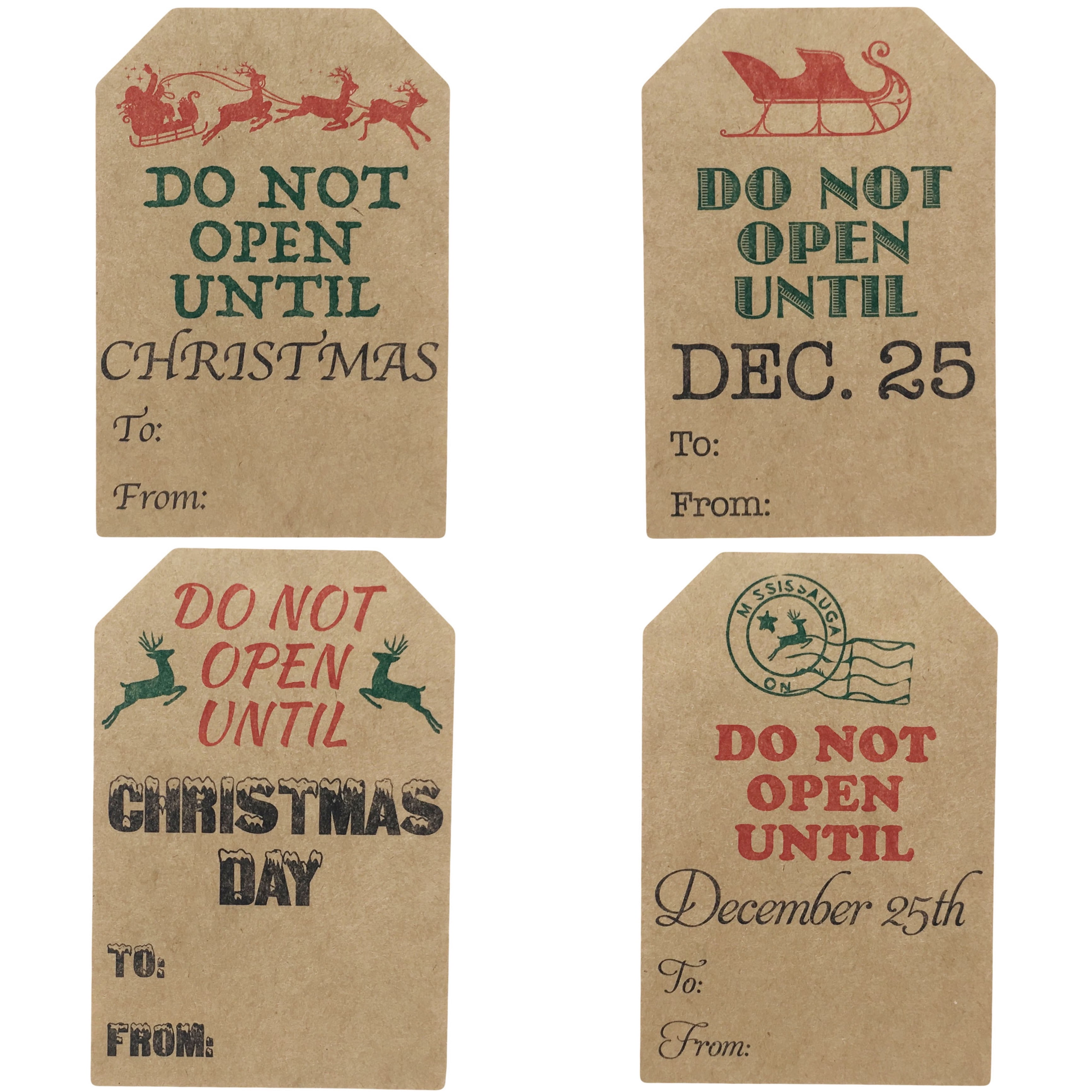 East Of India Gift Tags Luggage Labels Christmas Do Not Open Until 25th
