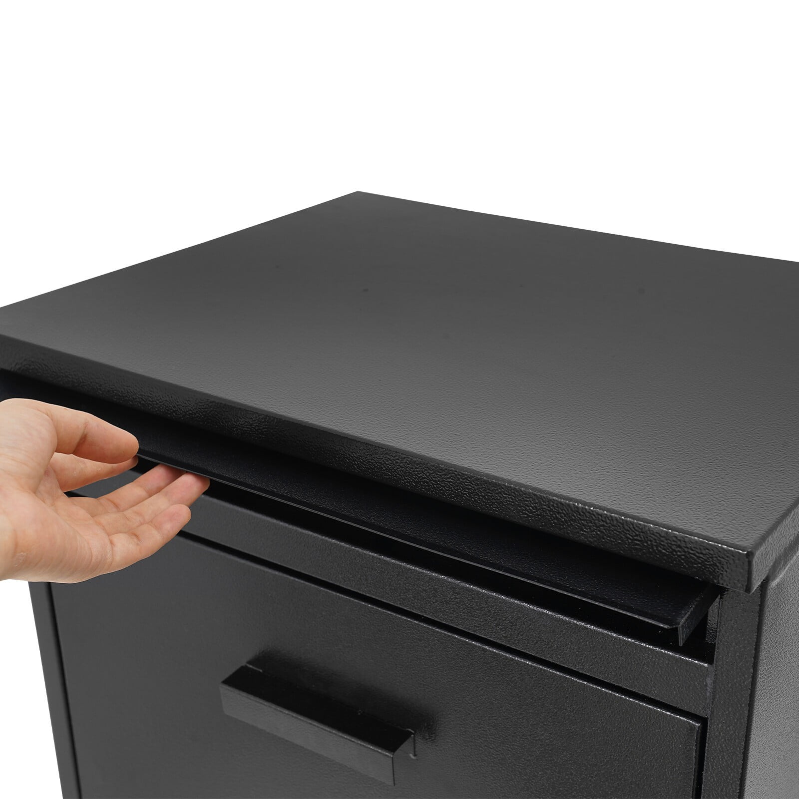 48*38*90cm Delivery Box Wall-Mount Parcel Drop Box Mail Box with Key Lock Black for Homes, Restaurants, Offices