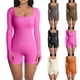 thumbnail image 5 of Women Ribbed Knit Jumpsuits Long Sleeve Square Neck Bodycon Jumpsuit, 5 of 7