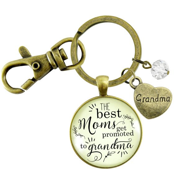 New Grandma Keychain Best Moms Get Promoted Grandmother Keepsake Jewelry Gift