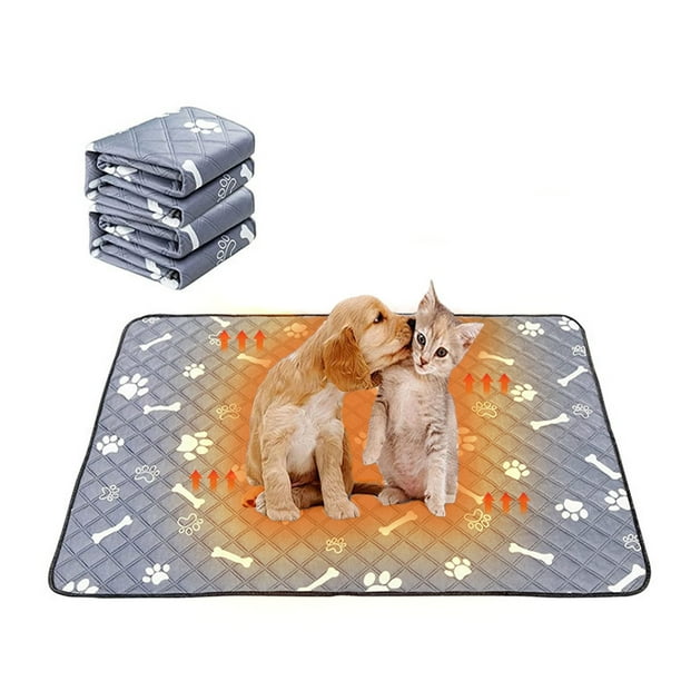 Cama Autocalentable para Gatos y Perros, Tapete Térmico Extra Cálido para Mascotas, Ideal para Interiores y Exteriores. Base Antideslizante, Lavable, Color Gris Claro. Medidas: 71 X 102 Cm (28 X 40 P