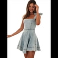 thumbnail image 2 of Vestido Vaquero Corto de Verano para Mujer, Informal, Sin Mangas, Ajustado y Desgastado. Azul M, 2 of 10