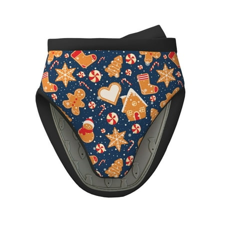 

Pofeuu Gingerbread Delights Print Thickened Mini Silicone Oven Mitts Heat Resistant Rubber Oven Mitt Gloves Finger Pinch Grips Pot Holder Silicone Potholder