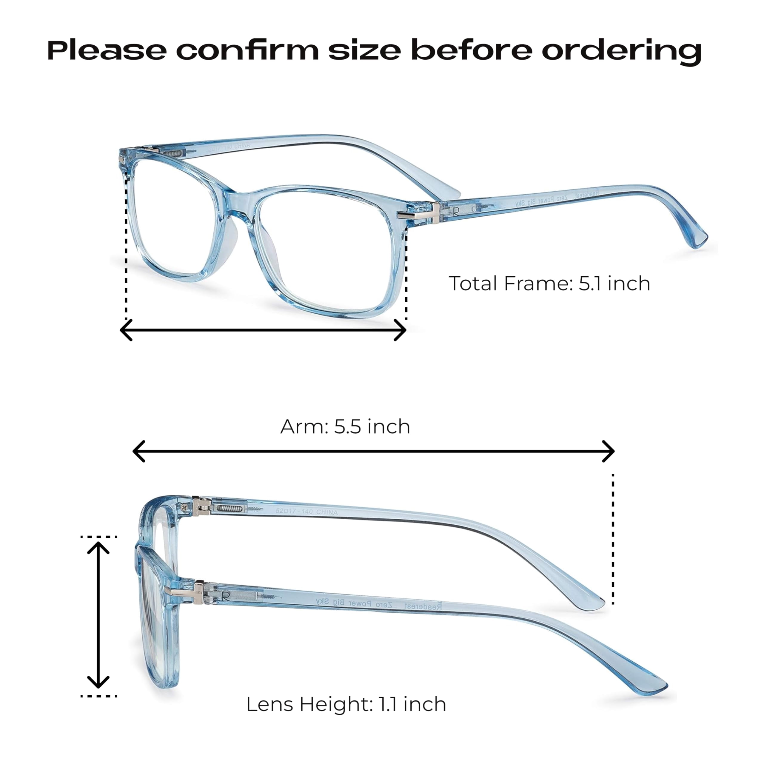 Readerest Blue Light Blocking Reading Glasses (Light Blue, 2.50 Magnification) Computer Eyeglasses With Thin Reflective Lens, Antiglare, Eye Strain, UV Protection, Stylish For Men And Women