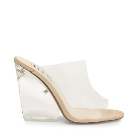 Steve Madden Evolve Clear Fashion Slip On Round Open Toe Wedge Sandals