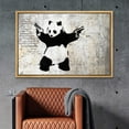 thumbnail image 2 of wall26 Framed Canvas Print Wall Art Banksy Panda with Handguns on Wall Cities Animals Digital Art Modern Art Chic Scenic Dark Black and White for Living Room, Bedroom, Office - 16"x24" Natu, 2 of 5