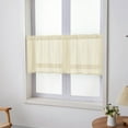thumbnail image 3 of Yipa Kitchen Curtains Semi-sheer Short Valance Decor Simple Half Window Curtain Rod Pocket Bedroom Panels Tiers Modern Solid Color Beige W:29''x H:35'', 3 of 5