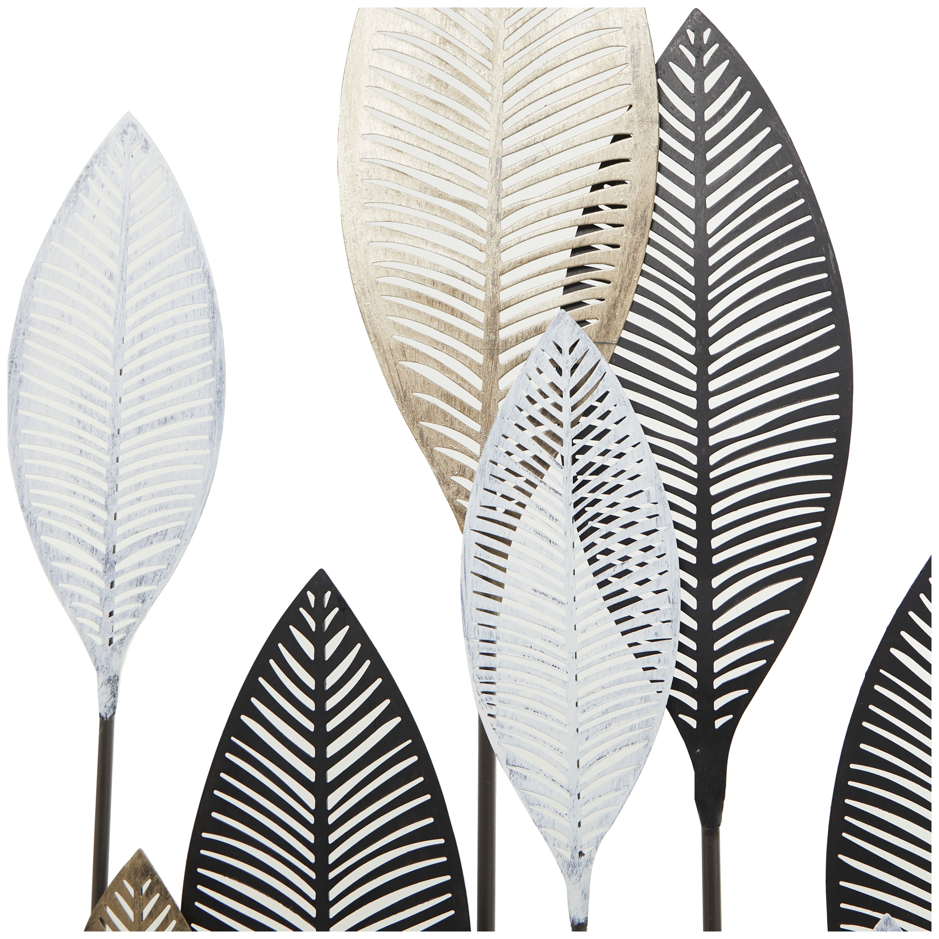 24" x 60" Bronze Metal Leaf Sculpture with Black Base, by DecMode