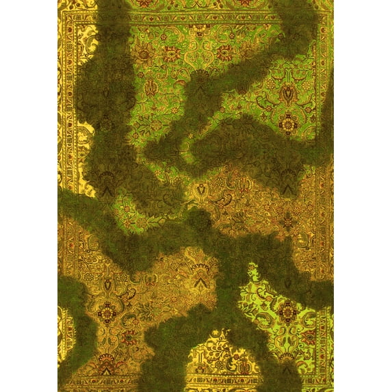 Ahgly Company Machine Washable Indoor Rectangle Abstract Yellow Modern Area Rugs, 2' x 3'