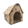 thumbnail image 3 of Casa de cama para perros, cama para gatos y mascotas, perrera portátil bonita para perros, refugio con cojín cómodo, casa para mascotas de huella, 3 of 9