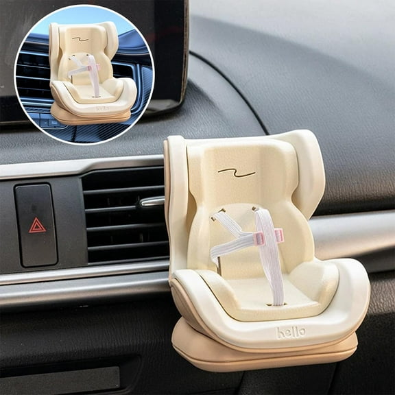 Doll Car Seat for 17cm Dolls, Doll Car Seat with Air Vent Clip and Desktop Stand, Cute and Functional Car Ornament for Doll Fans, Collectors [Gaming Chair] Matcha Cocoa