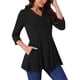 thumbnail image 4 of INSPIRAR CHIC Blusas Básicas de Mujer con Cuello en V, Manga 3/4, con Bolsillos, Corte Suelto, Talla S, Color Negro, 4 of 5