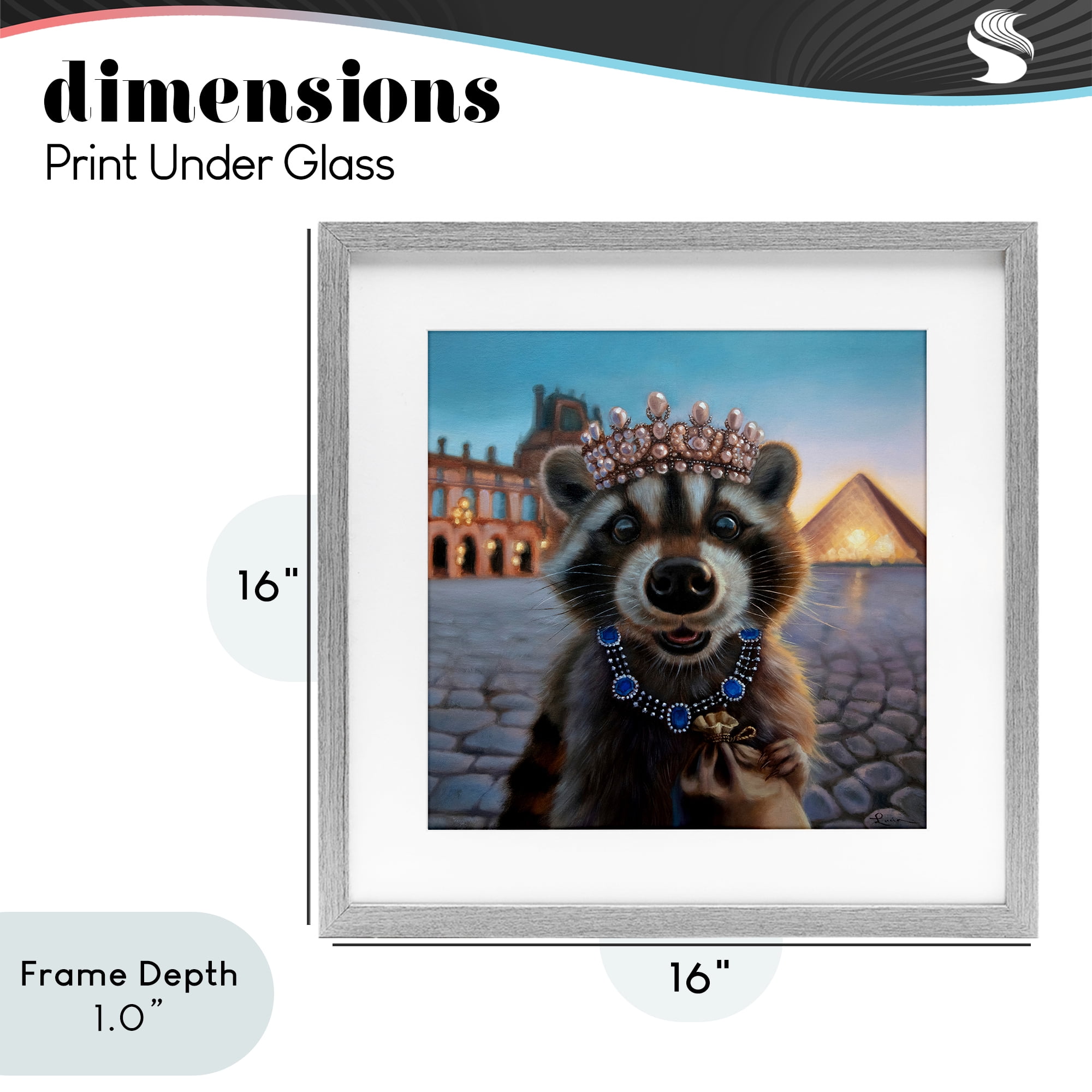 Stupell Industries Louvre Loot Raccoon Gray Framed Print Under Glass, design by Lucia Heffernan
