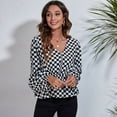 thumbnail image 3 of Lu's Chic Women's Long Sleeve Top Thin Pullovers V Neck Bishop Sleeve Babydoll Lightweight Polyester Pull Over Patterned2 Medium, 3 of 4