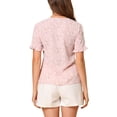 thumbnail image 3 of INSPIRE CHIC Women's Button Shirt V Neck Full Placket Short Sleeve Floral Tops M Pink, 3 of 6