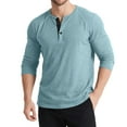 thumbnail image 2 of Wutalume Men's Long Sleeve Henley Shirt, Retro T-Shirt Style with Three-Button Placket, Color Block Knit Top for Casual and Retro Outfits,Light Blue 2XL, 2 of 8