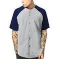 thumbnail image 1 of Ma Croix Men's Premium Baseball Tee Button Down Two Tone Raglan Short Sleeve Jersey, 1 of 7