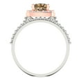thumbnail image 4 of 1.58 ct Brilliant Round Cut Champagne 18K White/Rose Gold Halo Solitaire with Accents Engagement Bridal Wedding Ring Band Set size 7.25, 4 of 7