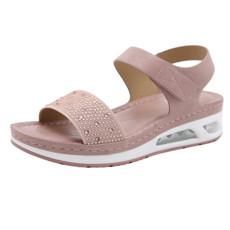 

FY24 Shoe Event WJSXC Summer Sandals Women Clearance! Summer Sandals For Women Flat Slip On Sandals Roman Shoes Open Toe Casual Sandals Pink 40