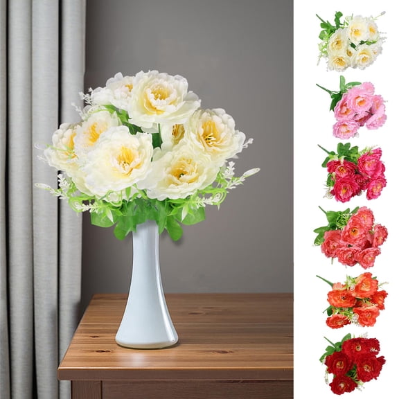 AZXY Artificial Hot Pink Peony Bouquet, Realistic Fake Flower Arrangement for Home Decor, Wedding Centerpieces & Table Accents