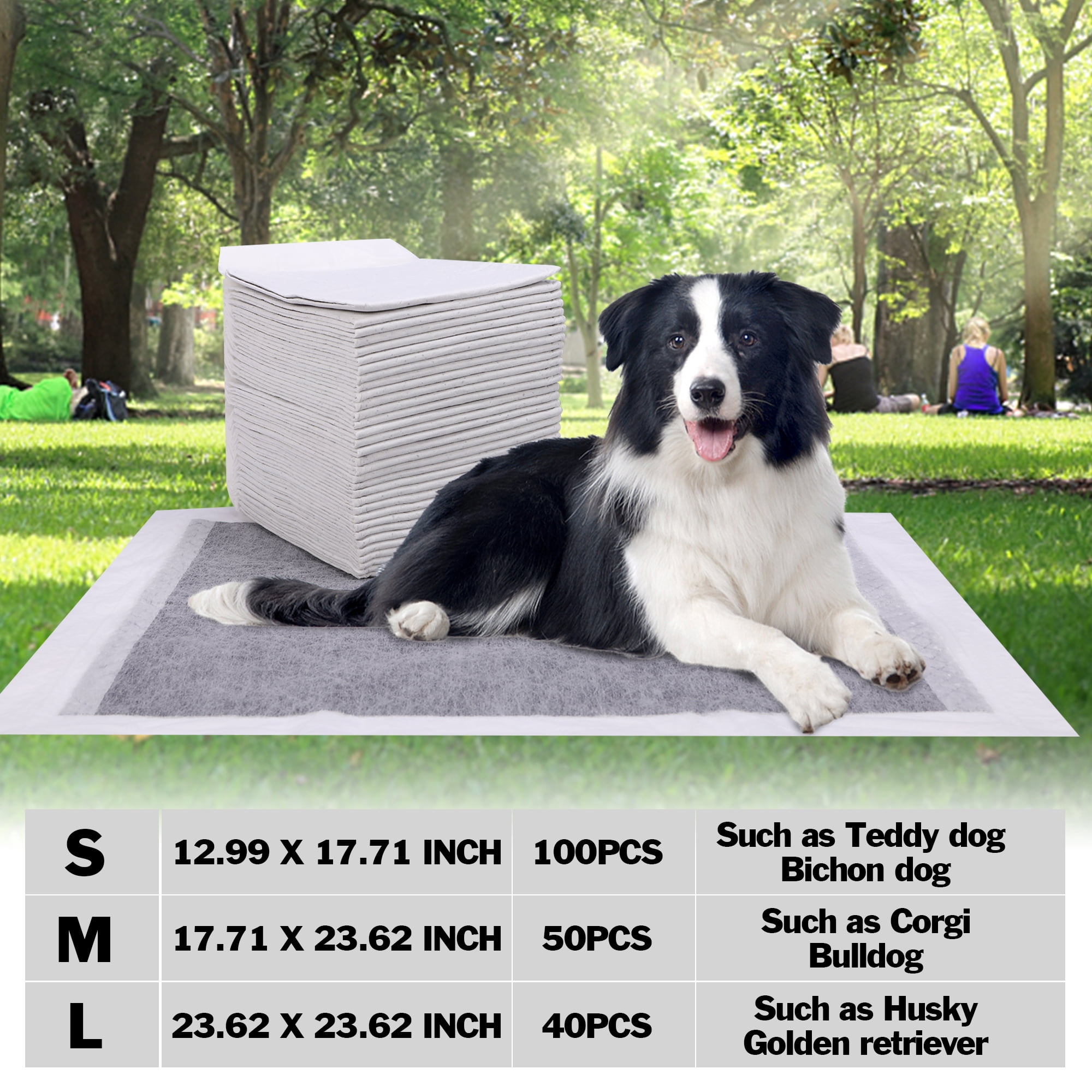 Pee Pads for Dogs Small 12.99x17.71 Inches, Charcoal Puppy Pads, Leak-Proof Wee Wee Pads for Dogs, 100 Counts