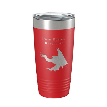

Twin Buttes Reservoir Tumbler Lake Map Travel Mug Insulated Laser Engraved Coffee Cup Texas 20 oz Red