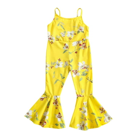 

Youmylove Cute Toddler Jumpsuit Girls Sleeveless Romper Floral Printed Suspenders Bell Bottoms Pants Autumn Clothes
