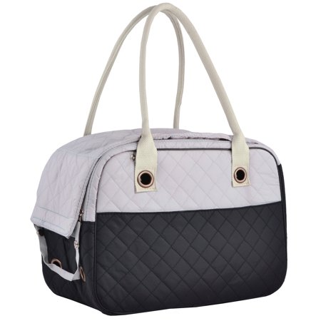 MyGift Stylish 2 Tone Quilted Soft Sided Travel Dog and Cat Pet Carrier Hand Bag