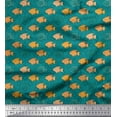 thumbnail image 1 of Soimoi Silk Fabric Fish & Shells Ocean Printed Fabric 1 Yard 42 Inch Wide, 1 of 2