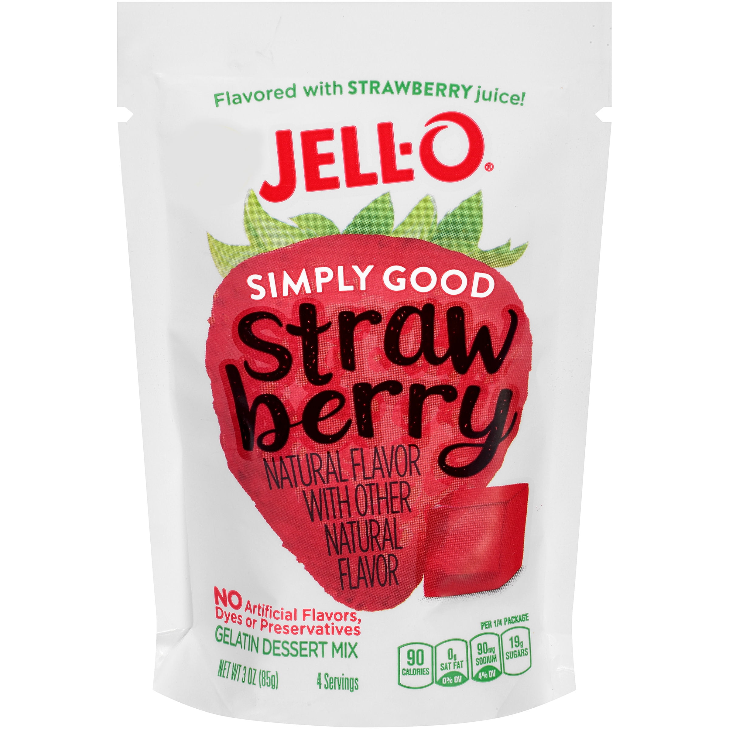 JellO Simply Good Strawberry Gelatin Mix 3 oz Pouch