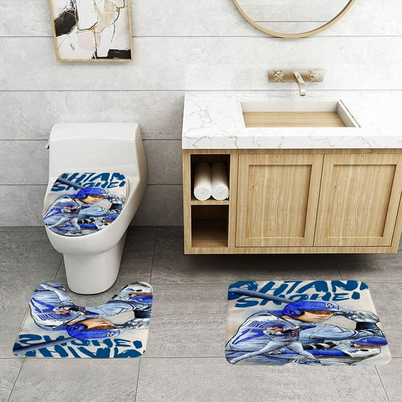 Shohei Ohtani floor mat and toilet set is durable,and adds a nostalgic touch to your bathroom.
