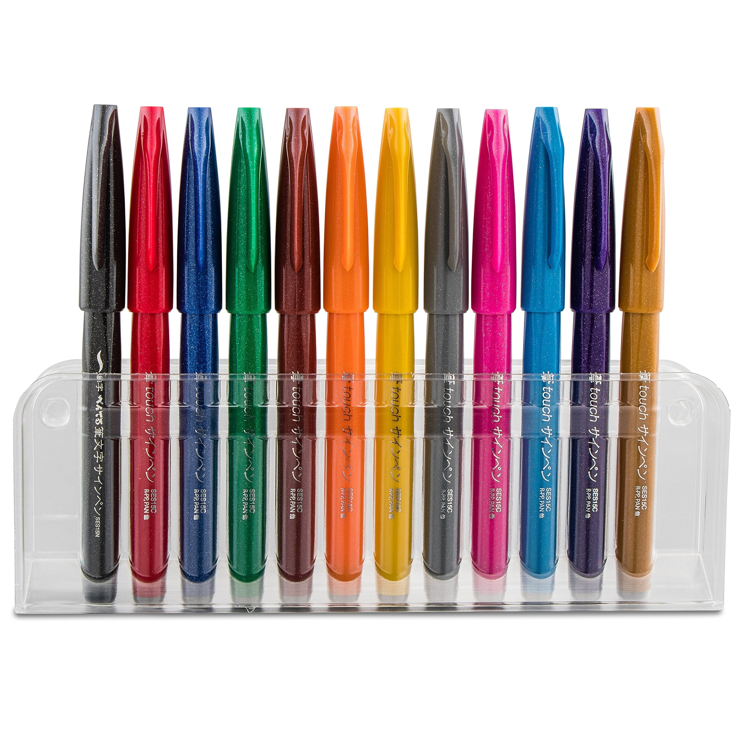 Pentel Sign Pen Brush Tip Set, 12-Colors