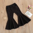 thumbnail image 4 of Douhoow 2-7Y Girls Jeans Ripped Denim Pants Bell-bottomed Pants Kids High Waist Wide Leg Trousers, 4 of 7