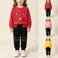 thumbnail image 2 of UAYOTSE 2T 3T 4T 4T Toddler Girl Cat Face Print Long Sleeve Sweatshirt + Jogger Pants 2Pcs Set Fall Winter Sporty Casual Outfit Size 4-5 Years, 2 of 9