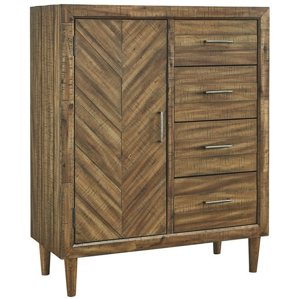 Ashley Furniture Broshtan 4 Drawer Door Chest in Light Brown Walmart