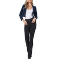 thumbnail image 2 of INSPIRE CHIC Denim Cropped Jacket for Women's Open Front Collarless Casual Bolero Shrug S Dark Blue, 2 of 5