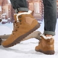 thumbnail image 4 of Mens Fleece Lined Snow Boots Winter Warm Lace Up Lightweight Hiking Booties Outdoor Non Slip Work Shoes, 4 of 7