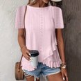 thumbnail image 2 of Kaprioy Women's Ruffle Hem Short Sleeve T-Shirt, Casual Summer Crew Neck Blouses Top, 2 of 6