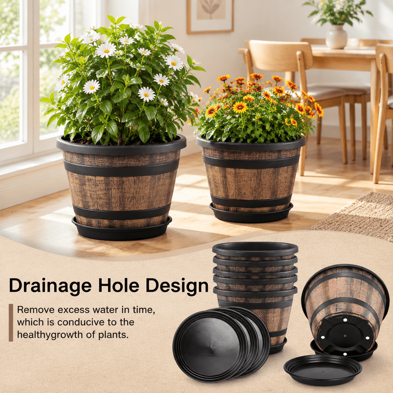 Plant Pots Set Of 4 Pack 12 Inch Large Planters With Drainholes ...
