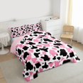 thumbnail image 3 of Manfei Cow Print Bedding Comforter Set 2pcs for Female Women Girls,Farmhouse Animal Twin Comforter Sets Microfiber,Black Pink Breathable Bedding Set,Breathable Home Decor,Reversible, 3 of 8