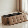 thumbnail image 2 of LEDREM 43" Foldable Storage Ottoman Bench, Ottoman with Storage 660lb Capacity, Synthetic Leather Ottoman Footstool, Coffee Brown, 2 of 8
