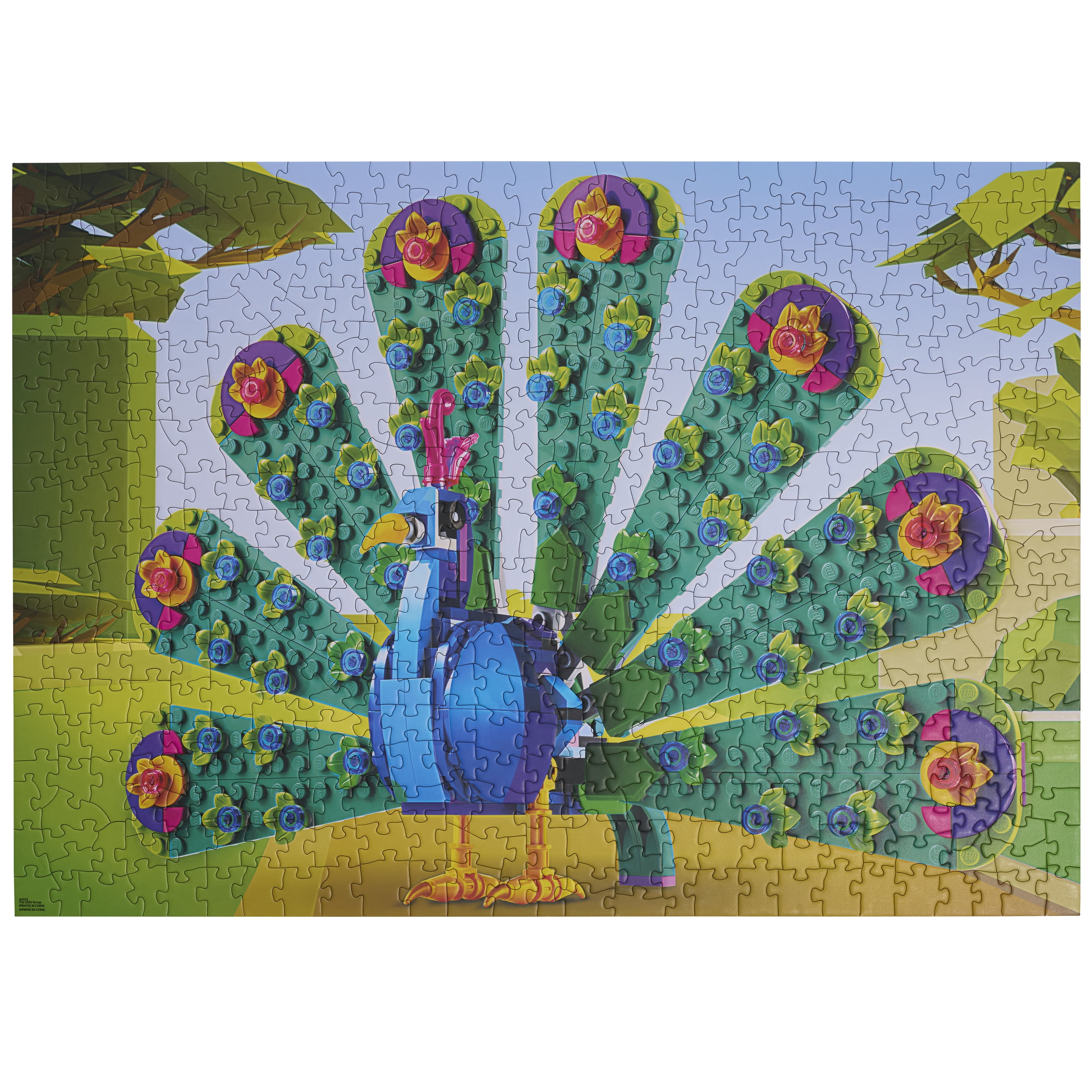 LEGO® Creator Peacock Puzzle (500 pieces), 21.25 x 15 Inches, Featuring a Colorful Peacock Design, Textured Jigsaw Puzzle with Poster, for Kids and Adults, Ages 8+