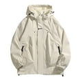 thumbnail image 2 of WREESH Fashion Winter Jacket Men'S Stitching Drawstring Hooded Slim Jacket Coat Outwear Khaki, 2 of 4