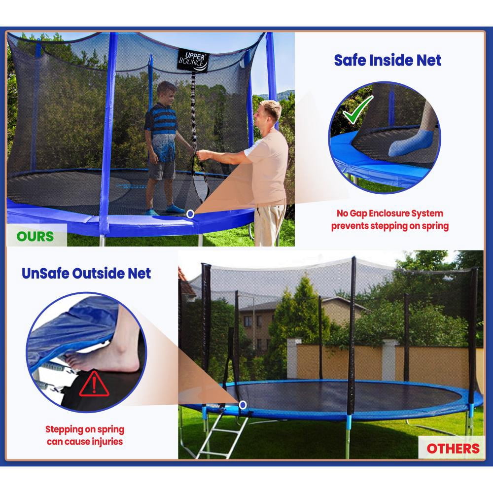 Machrus Upper Bounce 7.5 FT Round Trampoline Set with Safety Enclosure System - Backyard Trampoline - Outdoor Trampoline for Kids - Adults