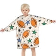 thumbnail image 3 of Colorful Footballs and Stars Pattern Blanket Hoodies for Kids 6-13YR Oversize Wearable Blanket Hoodies for Boys Girls Teens, 3 of 7