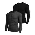 thumbnail image 5 of COOFANDY Men's 2 Pack Henley Shirts Long Sleeve Slim Fit Casual T-Shirt Lightweight Button Soild Basic Tees, 5 of 10