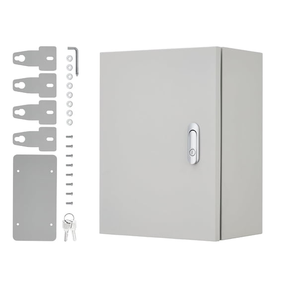QinaQin Gabinete eléctrico para exterior con cerradura, caja de acero NEMA 4X e IP67 contra agua y polvo, con placa de montaje y llaves para uso interior o exterior