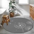 thumbnail image 4 of 3ft Round Rug, Grey Dandelion Non-Skid Rubber Backing Large Area Rugs - Living Room Bedroom Home Office, Abstract Art Simple Floral Indoor Floor Mat Carpets Washable Rug, 4 of 9