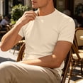 thumbnail image 5 of hoksml Men's Waffle Knit Short Sleeve Crew Neck T-Shirt, Slim Cut Solid Color Basic Tee for Daily Wear, Light Casual Top, 5 of 9
