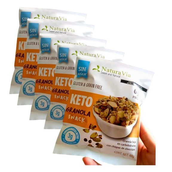 Granola Snack Keto CCK Foods Sin Azúcar 5 bolsas de 48g c/u
